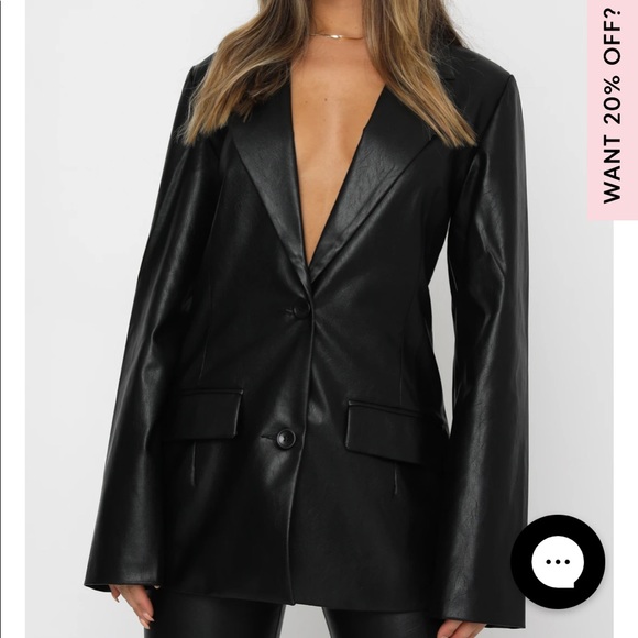 White Fox Boutique Jackets & Blazers - NWT White Fox Faux leather Take The Lead Blazer Black sz M/L